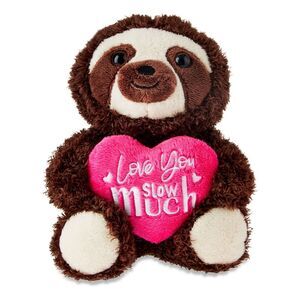 Way to Celebrate Brown Sloth Plush with Pink Heart